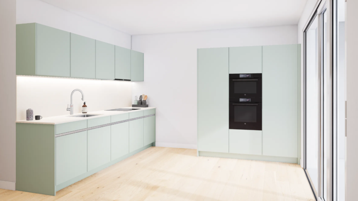 Pastellgrüne 3D-Küche